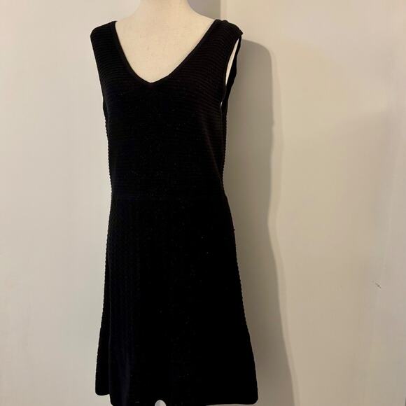 Nine West V Neck Black Fit & Flare Black Dress Medium Knit Cocktail dress - Picture 1 of 13
